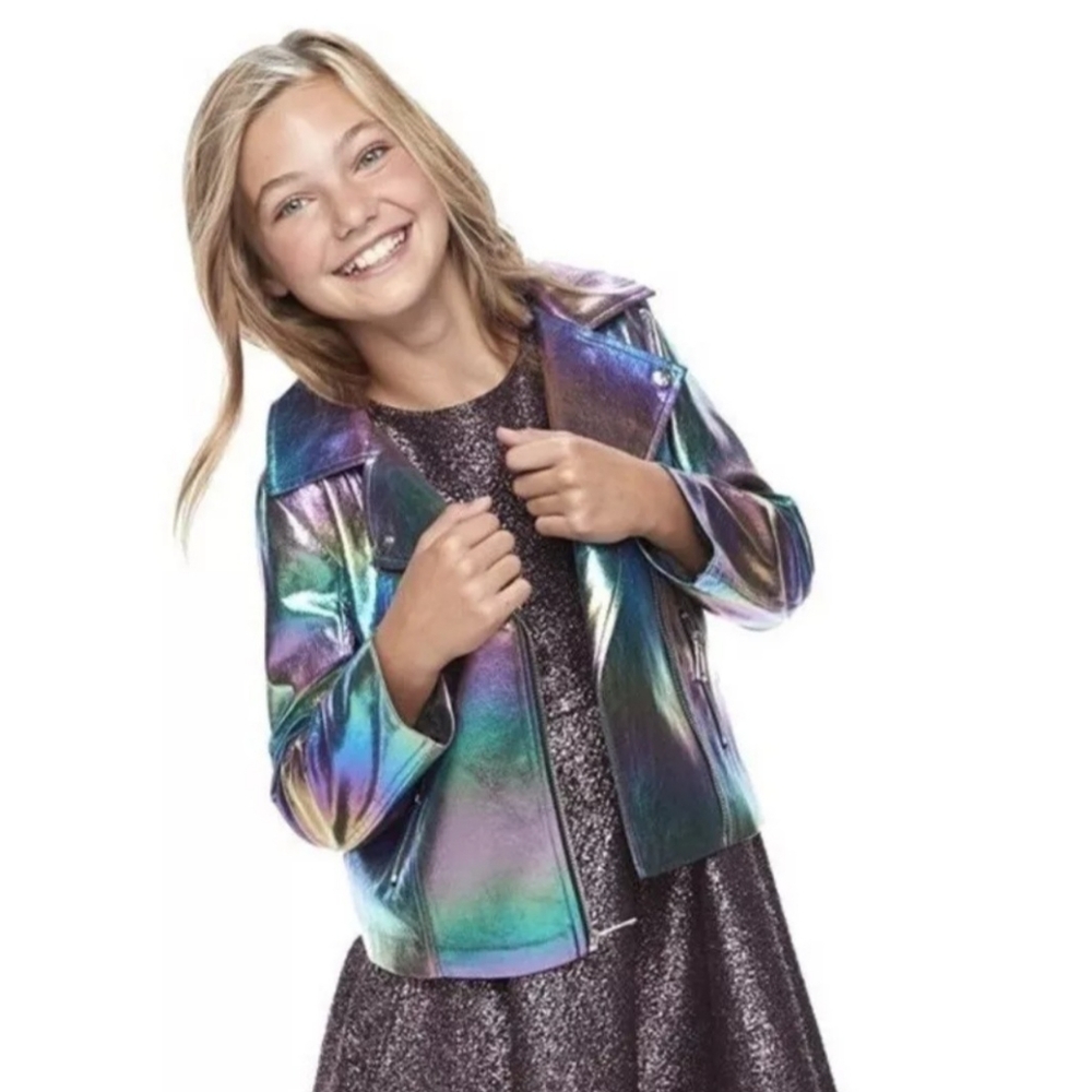 Disney D-Signed Descendants Jacket Girls Size m Blue & Purple Zip Up Moto